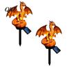Seasonal Spooky Table Decoration Dragon Solar Garden Light, Halloween Night Resin Gothic Pumpkin Unique Gift for Lovers Statue, Medieval Fantasy