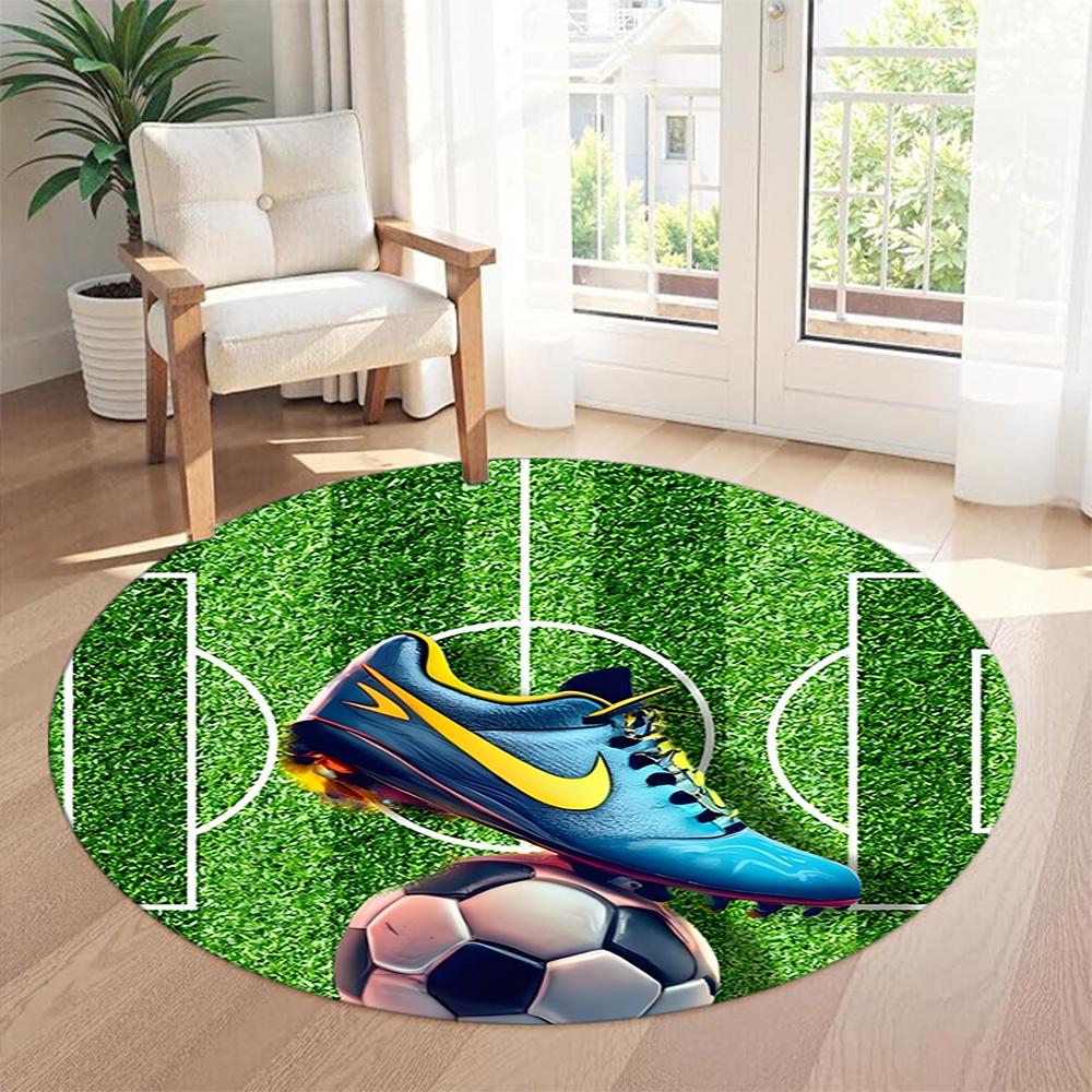 Runder Fußballteppich Geeignet für Schlafsaal Flur Wohnzimmer Außenbereich Rutschfester Runder Teppich Büros Dekorieren Perfektes Geschenk für Frauen Männer