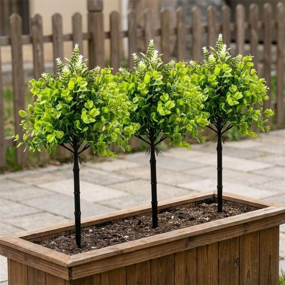 Plastic Artificial Eucalyptus Lavender Stake UV Resistant Waterproof Artificial Green Plants Ground Stake Lifelike Fade-proof