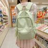 Schoolbag Japanese Ins Solid Color Striped Backpack Women's Large Capacity College Style Student School Bag Commuter Casual Versatile Backpack