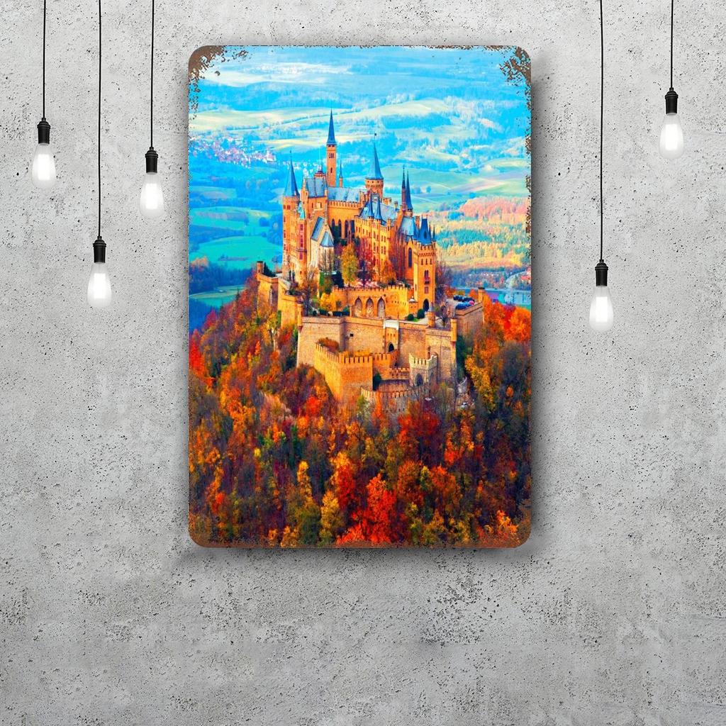 Neuschwanstein Castle Vintage Metal Tin Signs Posters Decor Retro Metal Plaque Wall Art Decor for Garage Bar