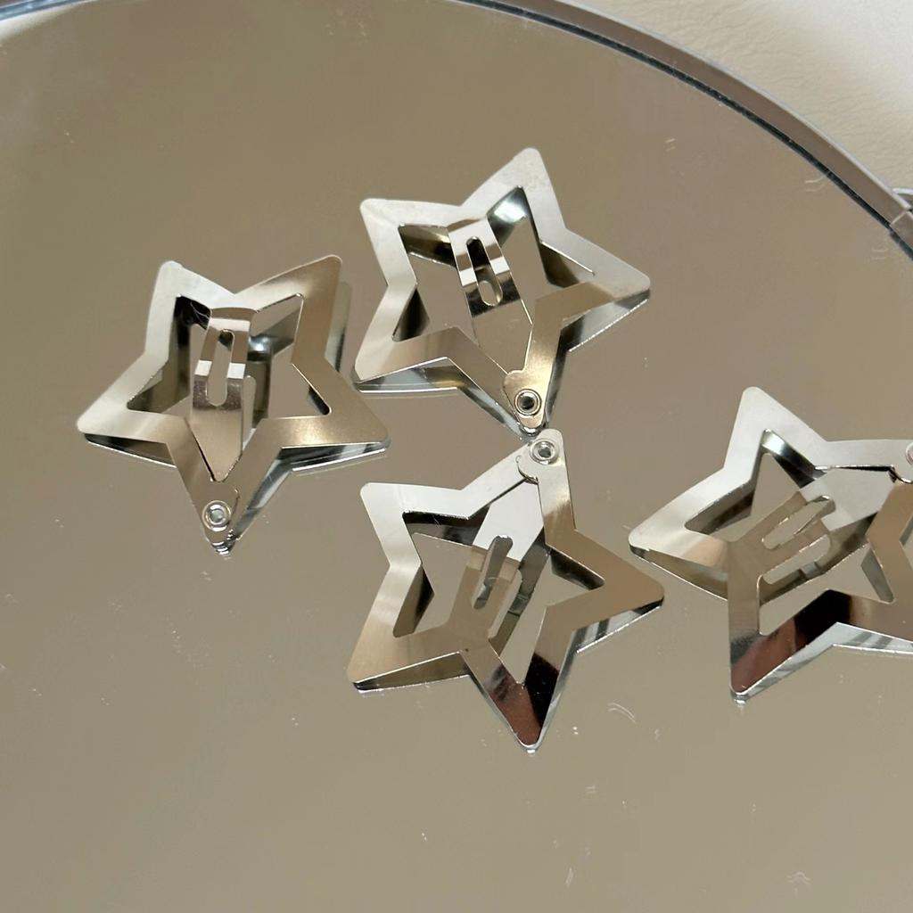 2/4/10/20/40/50/100pcs Silver Color Star Hair Clips for Girls Filigree Star Metal Snap Clip Hairpins Barrettes