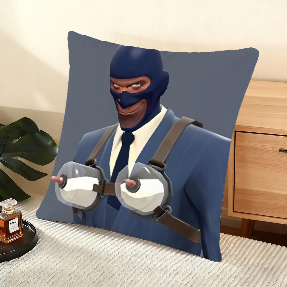 T-Team F-Fortress 2 Cushion Cover Soft Short Plush Pillow Cover Smooth Cozy Texture Aesthetic Cushion Case Home Decor