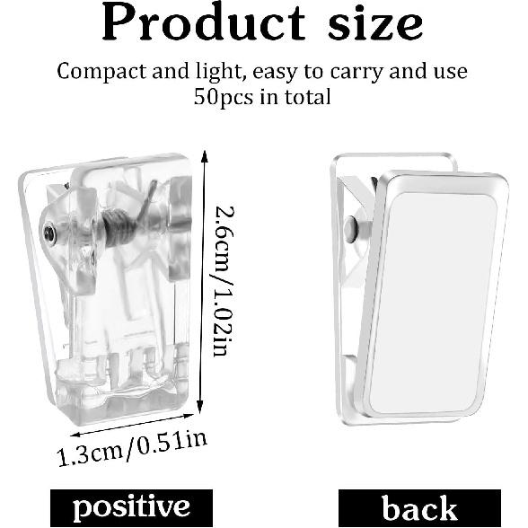 50 Pieces Self Adhesive Clips, Tapestry Sticky Spring Hangers Wall Clips for Hanging Poster Photo Office Decorations, Clear