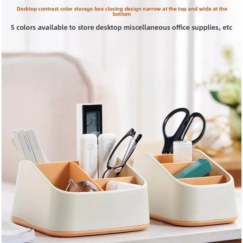 4 Slot Remote Control Holder Desktop Storage Box TV Remote Control Phone Trapezoidal Basket Stationery Organizer Case Home Hotel