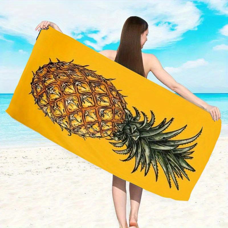 Telo Mare con Stampa Ananas Design Frutta Tropicale Morbido Asciugatura Rapida Grande Asciugamano da Bagno per Viaggi Estivi Piscina Festa in Spiaggia