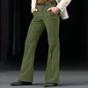 Vintage Men's Bell-Bottom Solid Color Flared Trousers Spring Autumn Casual Pleated Suit Pants Men Stylish Slim Elastic Trousers