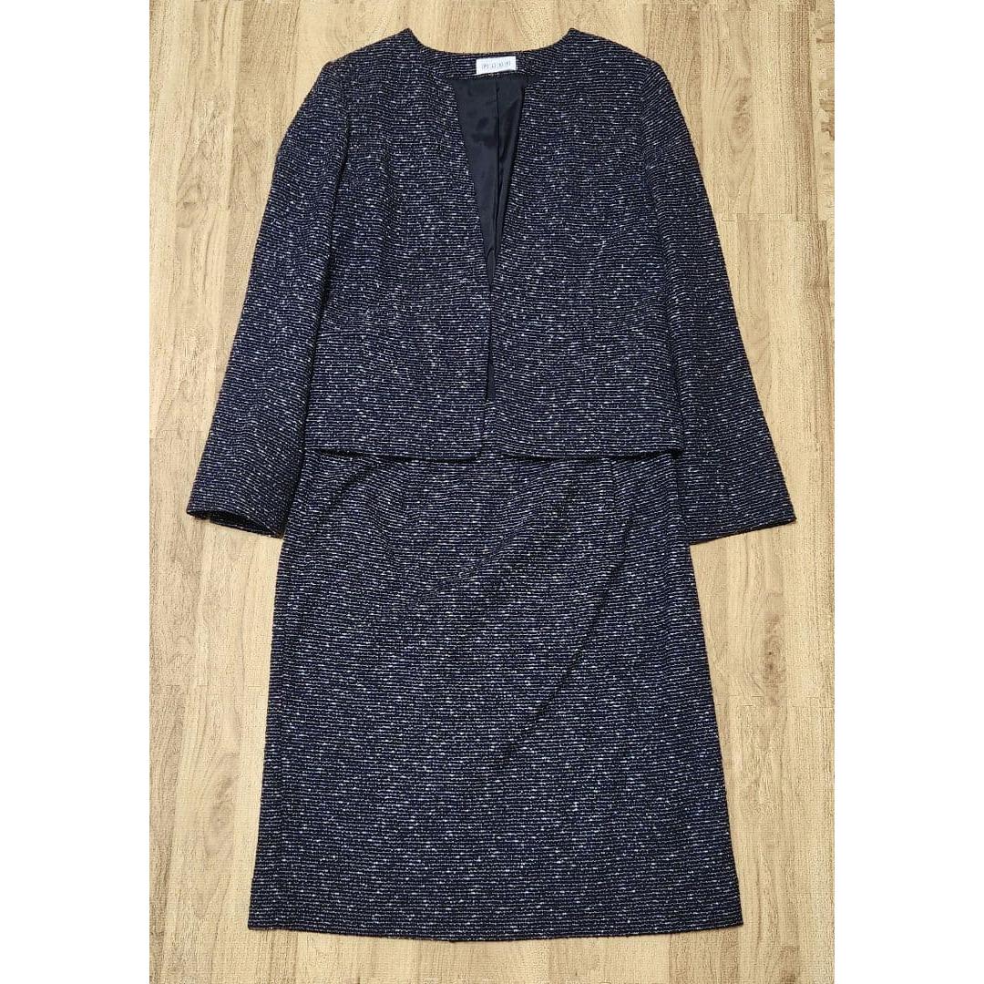 PLST Slab Tweed Jersey Jacket Skirt Suit L