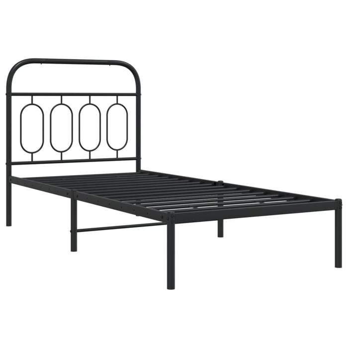 VidaXL Cadre de lit métal sans matelas avec tête de lit noir 90x190 cm 377109