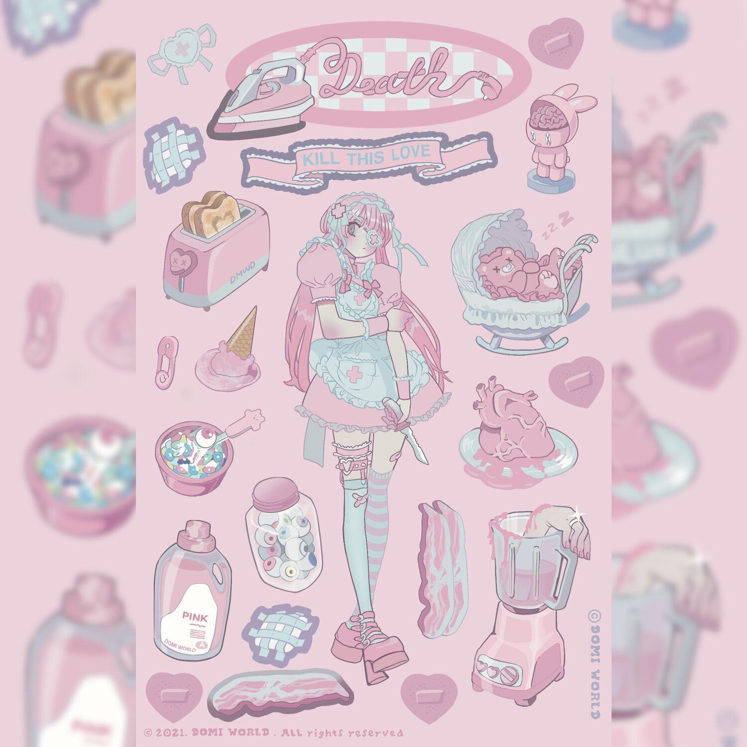 

Корейские популярные наклейки с персонажами Sweet Asia Wind Ins Korean Anime Girl Handbook Material Goo Card Stickers