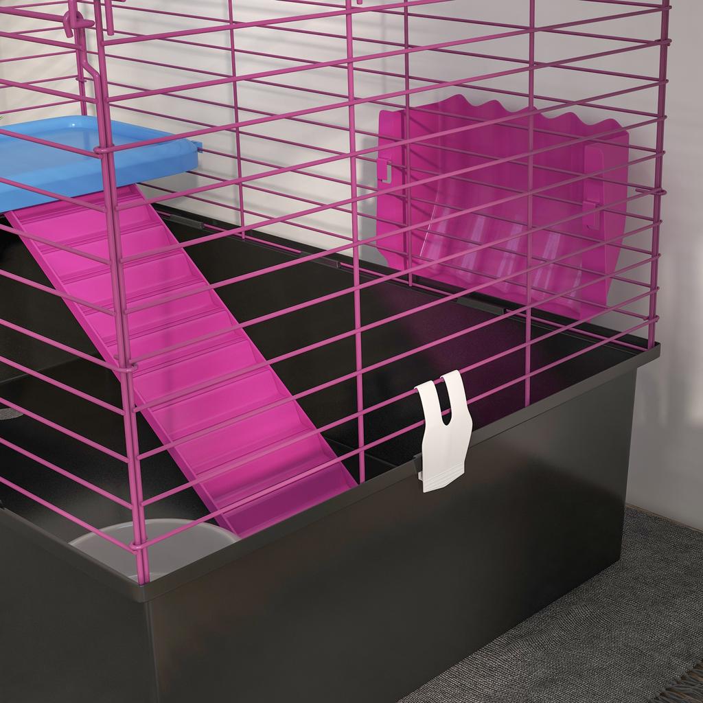 Chinchillas Small Rabbit Guinea Pig Small Animal Cage, Pet Playhouse, with Platform, Ramp, 71 X 46 X 47cm