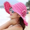 Ht1676  New Fashion Women Hat Korea Style Flower Packable Large Wide Brim Hat Anti-Uv Adjustable Ladies Floppy Beach Sun Hat