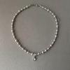 Elegant Silver White Bubble Pearl Necklace with Large and Small Pearls - Luxury Clavicle Chain