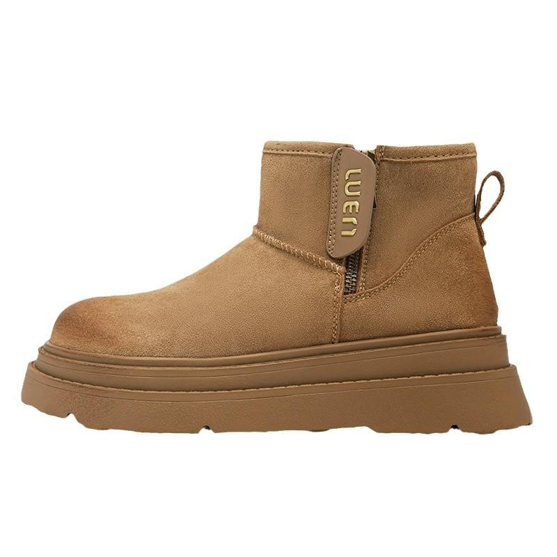 Snow boots cotton shoes 2025 winter new velvet thickened northeast thick-soled non-slip zipper women's boots flat-soled short boots