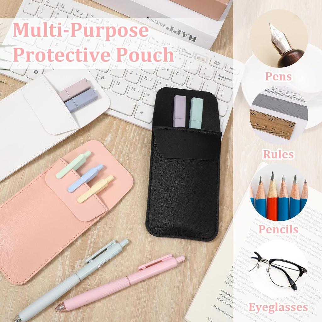 3PCS Pocket Protector Leather Pen Pouch Holder Organizer Multi-purpose Pen Pockets Handmade Pencil Pocket Holder for Office Hospital Supplies