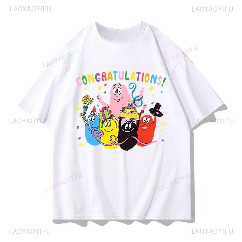 Les Barbapapa T-shirt Polyester Materiaal Goedkope Kinderkleding Casual Ronde Hals Klassieke Vintage Stijl Grafische T-shirts