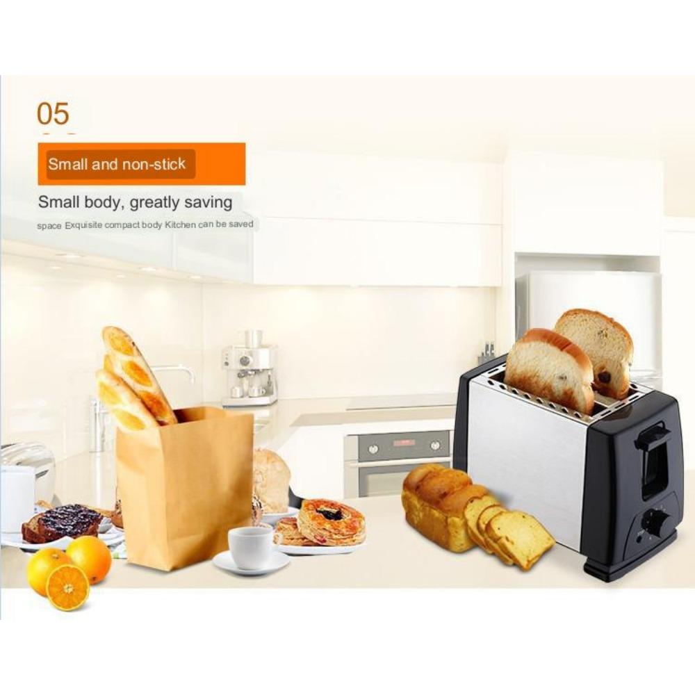 Household Stainless Steel Toaster Double-Slot Toaster Fully Automatic Mini Breakfast Toast 2 Pieces