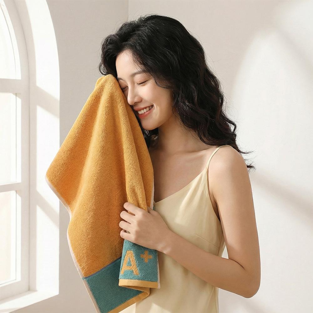 Striped Absorbent Thick Cotton Face Towel Soft Yarndyed Design For Adults