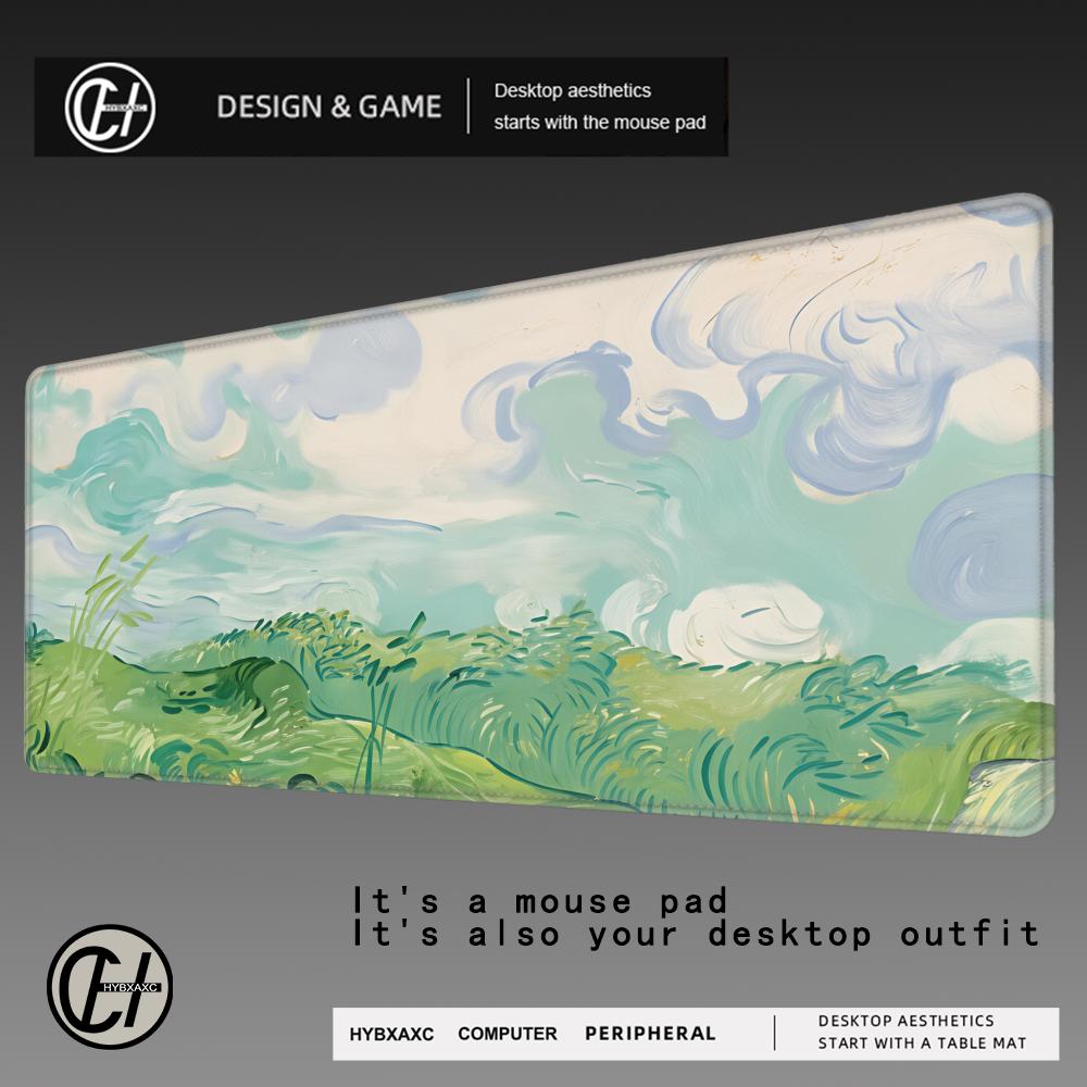 HYBXAXC Simple Oil Painting Mouse Pad Large Rubber Antislip PC Desk Accessories Mousepad for Gamer Keyboard Mats Decor Mat