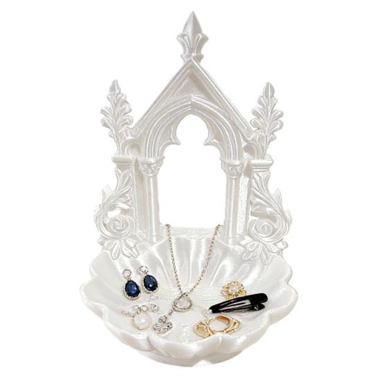 Pearlescent Jewelry Holder Texture Tray, Gothic Retro Arch Design Organizer, Tray 3D Printed Storage Box for Rings Earrings Bracelets Multi-color