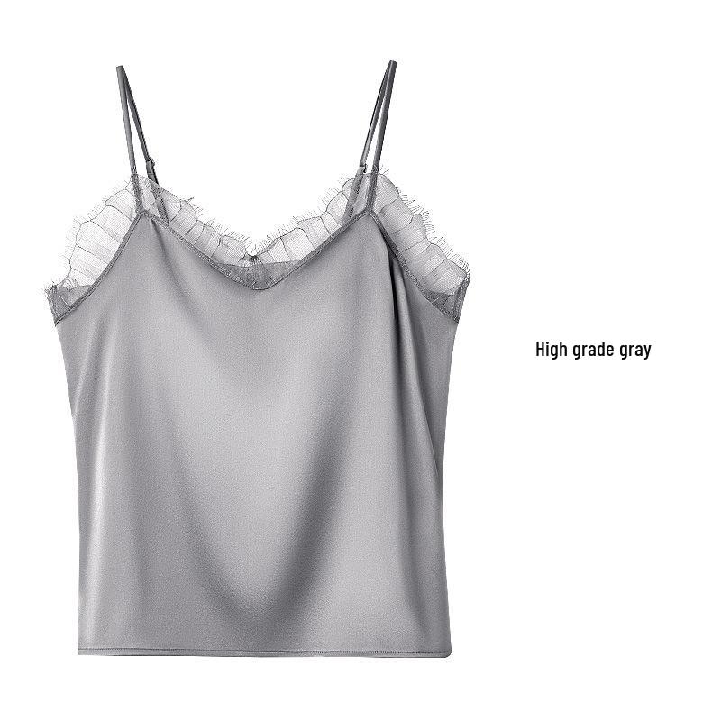 Tangge Luxury Lace-Trimmed Mulberry Silk Camisole with No-Wire Bra