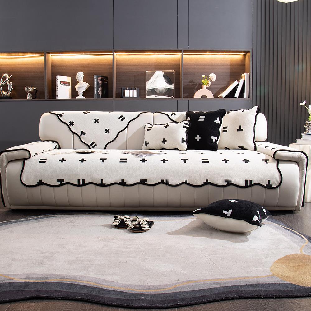 Simple Sofa Cushion Towel Universal High-End Non-Slip Chenille Straight Sofa Cover Cloth Towel Anti Cat Scratch Backrest Cover