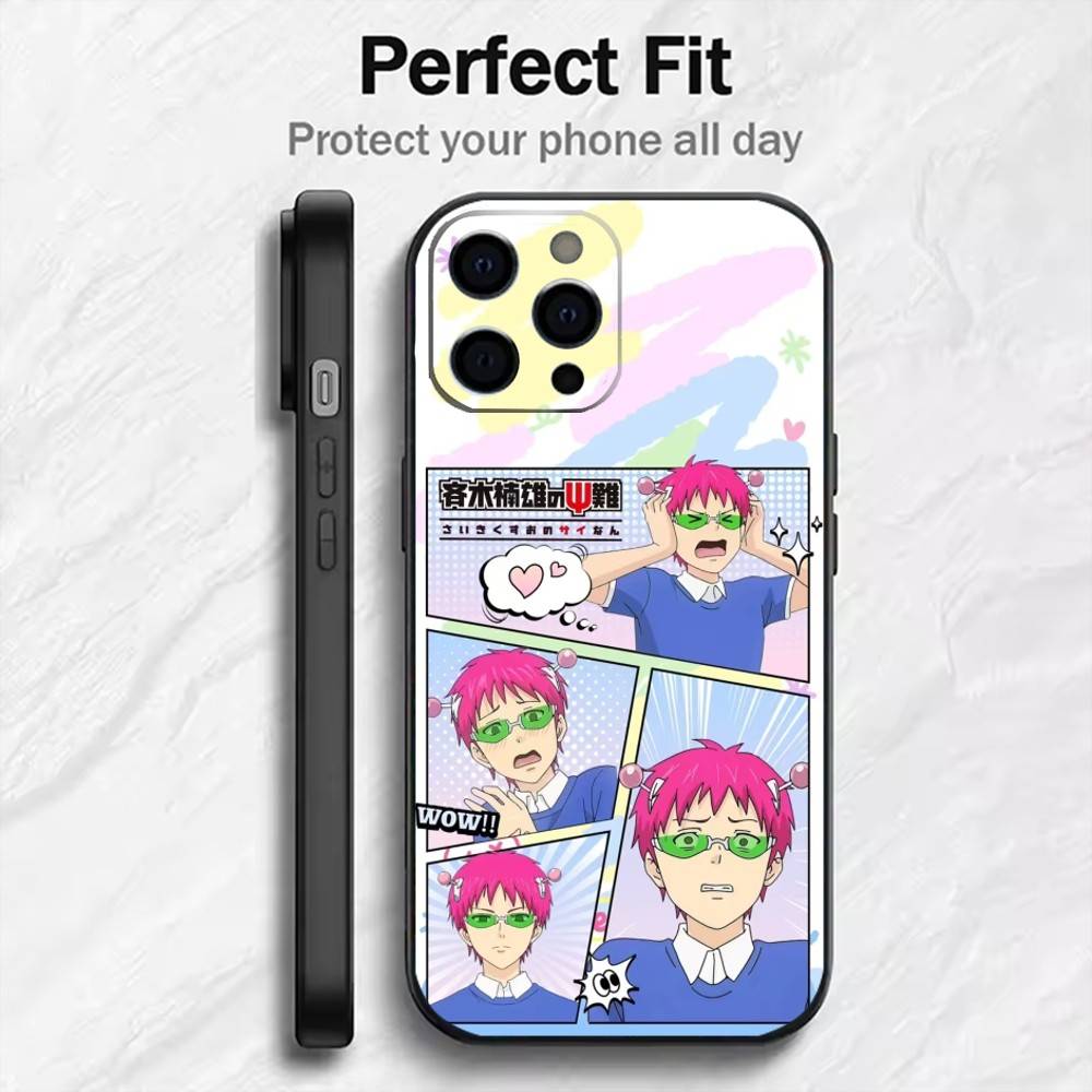 

Anime Boy S-Saiki Kusuo Phone Case For iPhone17,16,15,14,13,12 Plus,Max Soft Silicone Black Cover iPhone13