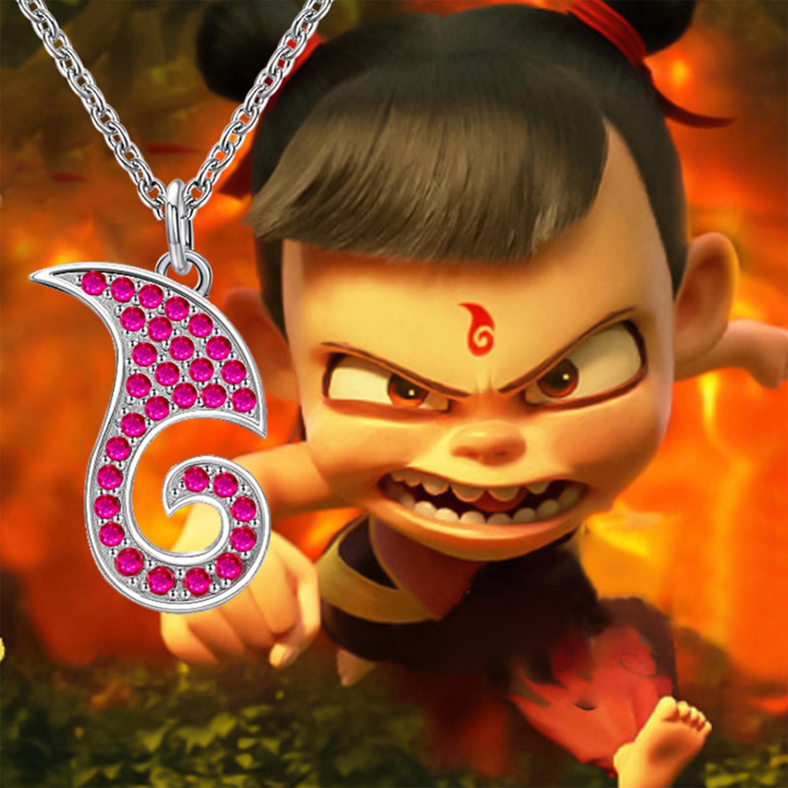 

Unique Nezha Inspire Necklace for Trendy Adults and Couples Fashionable Sturdy Alloy Jewelry With Adjustable Chain B рожевий колір золота