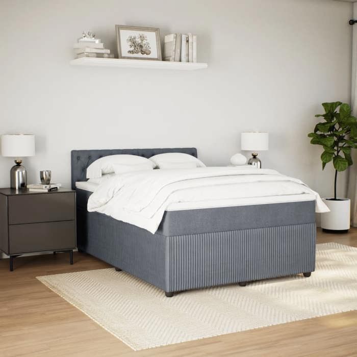 Maison Exclusive - Sommier à lattes de lit et matelas Gris foncé 140x200cm Velours
