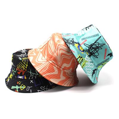 Personalized Graffiti Bucket Hat Printed Hat Double-Sided Basin Hat Painting Letter Hipster Hip-Hop Hat Outdoor Sun Protection Hat