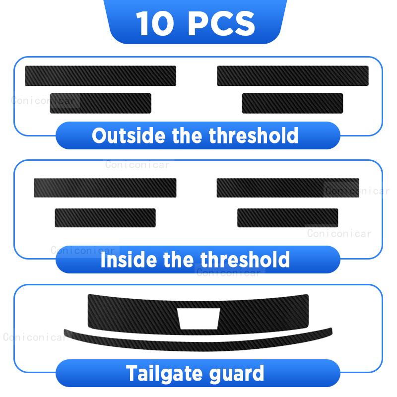For Changan UNI-K 2024 2025 Auto Tailgate Guard Door Sill Pedal Carbon Fibre Texture Accessories Leather PU Car Sticker Trim