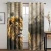 3D Digital Print Cheap Custom Animal Lion Tiger Two Thin Window Curtains for Living Room Bedroom Decor 2 Pieces