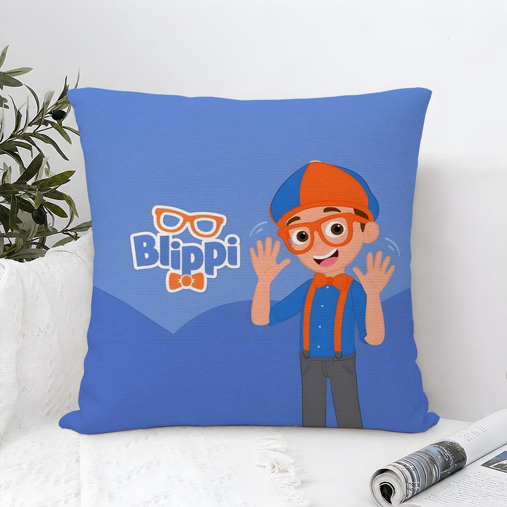 Cartoon Blippi Kids Cute Cushion Cover Throw Pillow Soft Short Plush Cozy Durable Colorfast For Sofa Bedroom Home Decor Gift