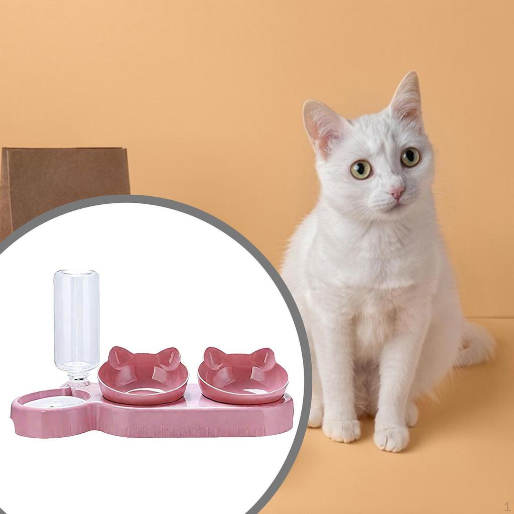 Cat Bowl Set, Raised Pet Bowls with Water Dispenser, Feeding for Small Or Medium Dogs And Cats