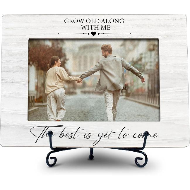 Best Is Yet To Come Love Picture Frame, 4X6 Wooden Photo Frame With Iron Stand, Wedding & Engagement Gifts