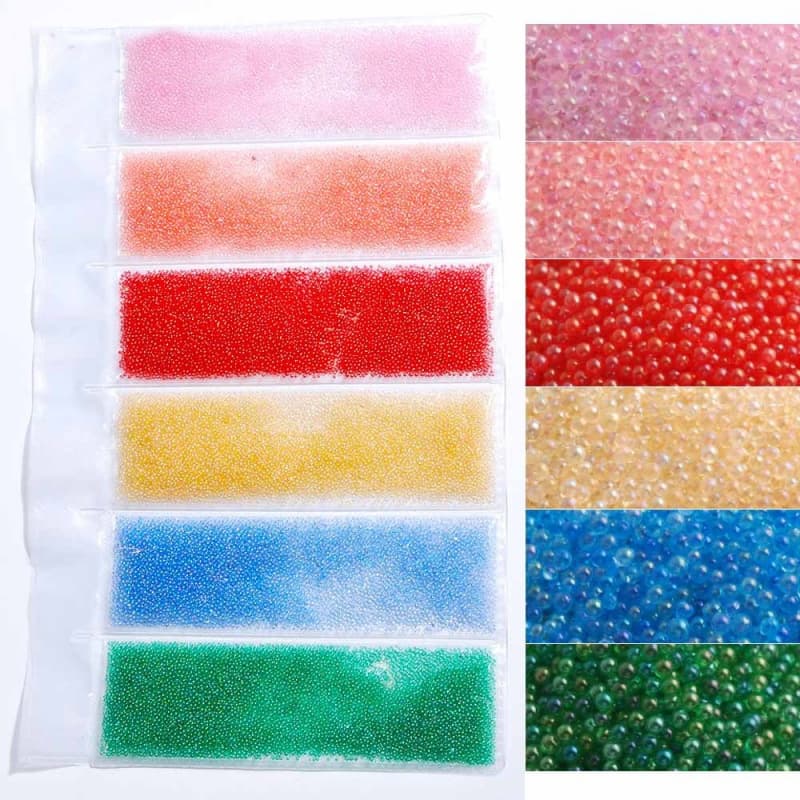 Various Colors Elf Beads Nail Accessories Nail Micro Beads Nail Decor 6-Piece Pack Women