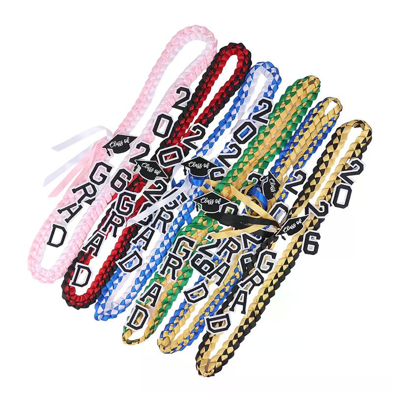 Graduation Leis Class Of 2026 Grad Handmade Ribbon Lei Ribbon Necklace With Grad Letters