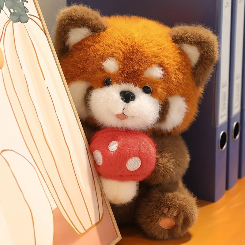 Cute Mushroom Raccoon Plush Doll Hotel Room Decorated Raccoon Zoo Souvenir Doll For Children