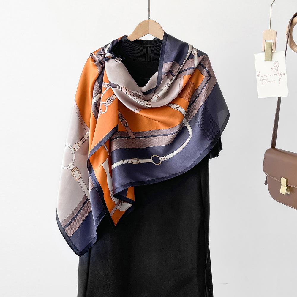 Silk long shawl women s spring and summer new plain crepe satin silk scarf printed long scarf mulberry silk silk scarf silk 170*52cm