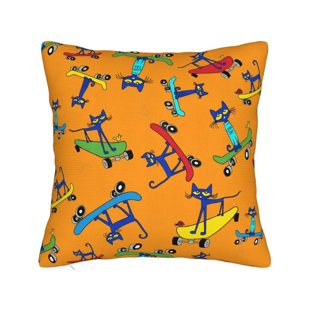 Petes  the Cat  Square Pillow Cases Cartoon  Cushion Cover Novelty Zippered Decorative Pillowcase for Bed X