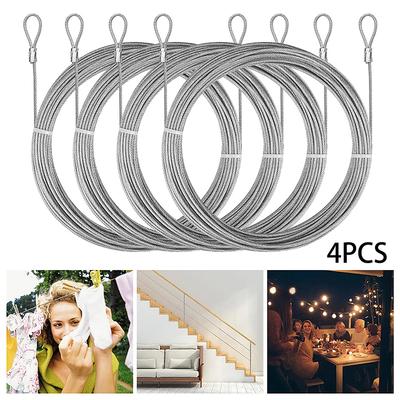 4Pcs 2M Stainless Steel Wire Canopy Rope Fishing Lifting Cable Clothesline Diameter 2Mm Shade Sail Awning Rustproof Kit