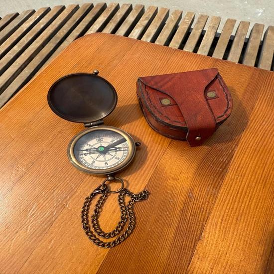 5.08 Cm Engraved Brass Compass with Leather Case Inspirational Keepsake with Chain Message Graduation, Birthday, or Travel Gift for Son