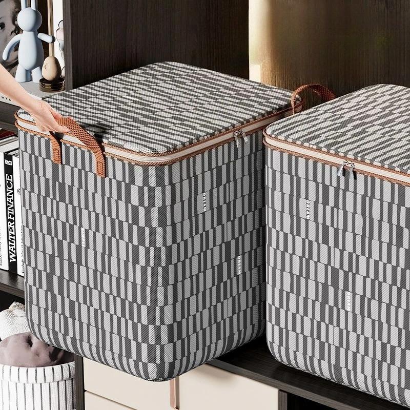 Portable Waterproof Storage Bag Large Capacity Zipper Clothes Organizer Duvet Bin Closet Storage Box for Travel Moving