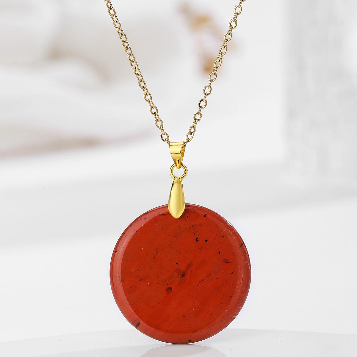 Натуральный кристальный кулон, розовый кристалл, круглое ожерелье, ожерелье-значок, богемные украшения