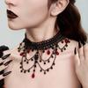 Tassel Crystal Beads Necklace Women Neck Jewelry Lace Strand Necklace  Party
