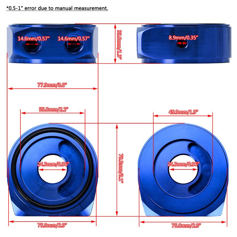 WLR RACING - Universal Aluminum AN10 Sandwich Oil Adapter Filter Cooler Plate Kit With 3/4-16 UNF , M20 X 1.5 Fitting WLR6721