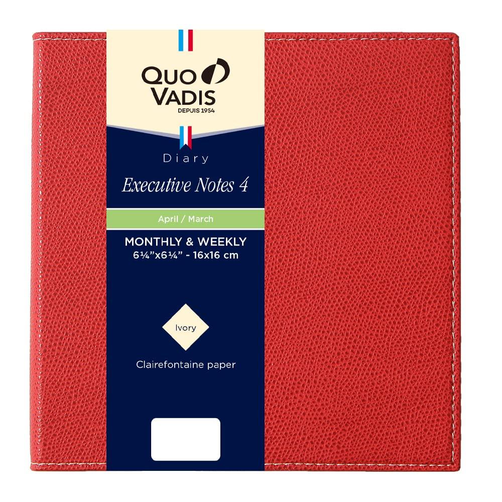 Quo Vadis Executive Note 4/Club Diary (Starting April 2025) (Weekly Vertical, Square Size, 16x16cm) Red, QUOVADIS Qv60202rd