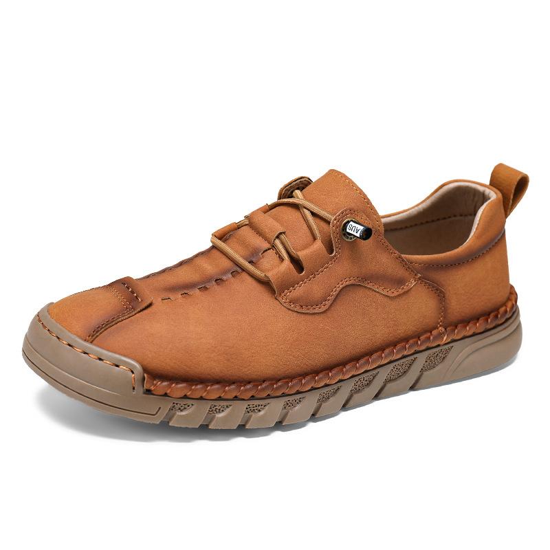Fashion New Leather Men's Shoes Breathable Driving Shoes Designer Outdoor Men Loafers Lace-Up Men Flat Casual Shoes Fashion Moccasins