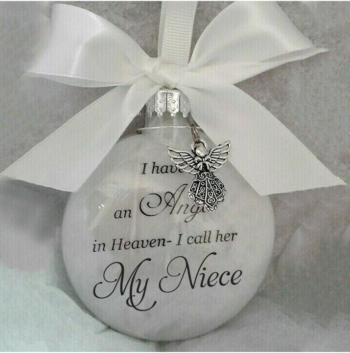 Granddaughter Angel In Heaven 8cm Plastic Ball Feather Material Christmas Ornament