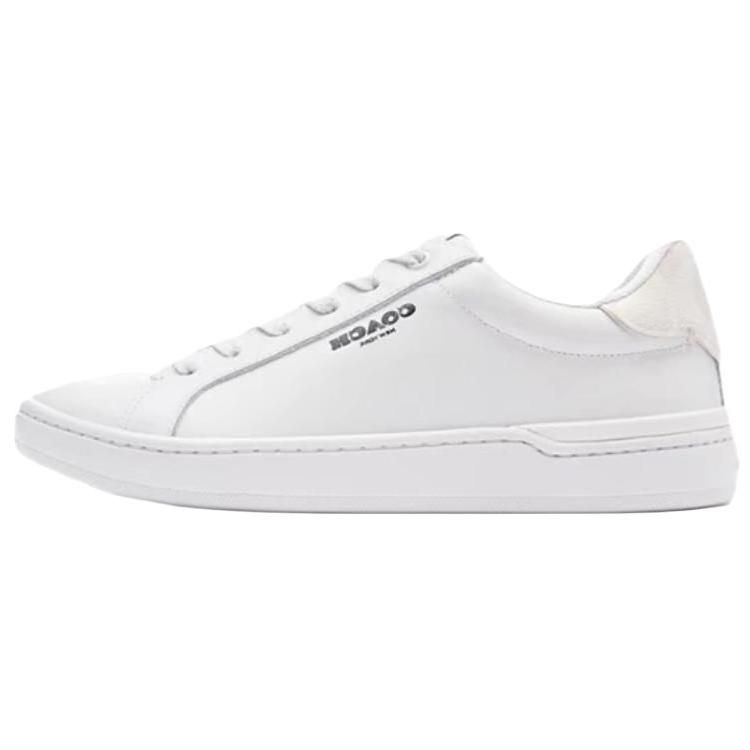 Coach Leather Round Toe Lace-Up Low-Top Sneakers Women Sneakers White CQ651-VUT